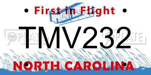 TMV232 North Carolina License Plate