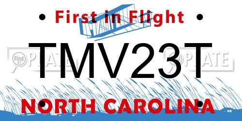 TMV23T North Carolina License Plate