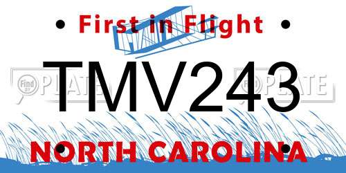 TMV243 North Carolina License Plate