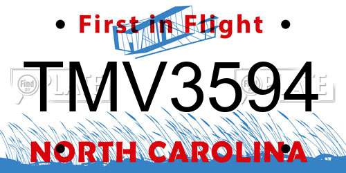 TMV3594 North Carolina License Plate