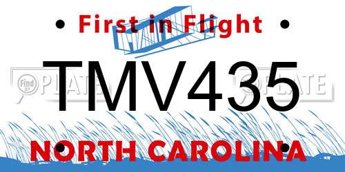 TMV435 North Carolina License Plate