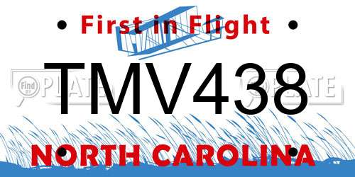 TMV438 North Carolina License Plate