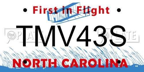 TMV43S North Carolina License Plate