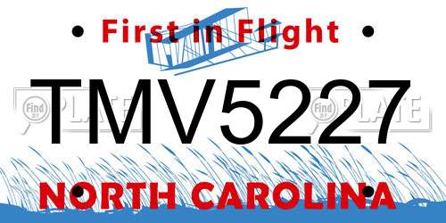 TMV5227 North Carolina License Plate