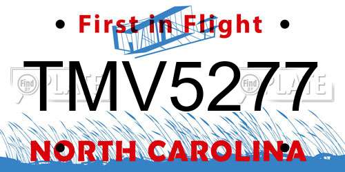 TMV5277 North Carolina License Plate