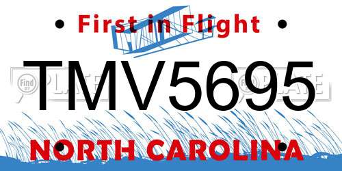 TMV5695 North Carolina License Plate