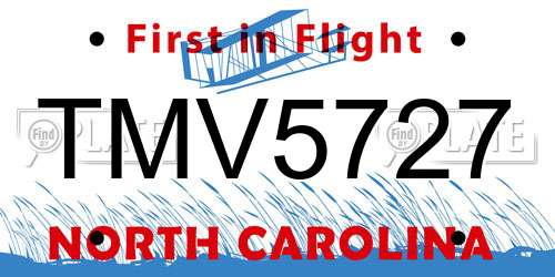 TMV5727 North Carolina License Plate