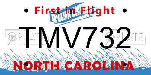 TMV732 North Carolina License Plate