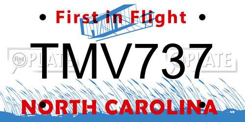 TMV737 North Carolina License Plate