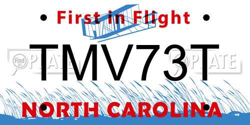 TMV73T North Carolina License Plate