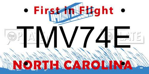 TMV74E North Carolina License Plate