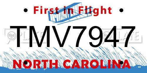 TMV7947 North Carolina License Plate