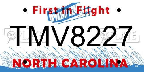 TMV8227 North Carolina License Plate