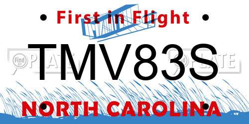 TMV83S North Carolina License Plate
