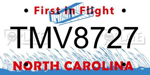 TMV8727 North Carolina License Plate