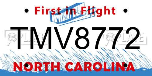 TMV8772 North Carolina License Plate