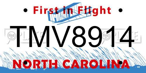 TMV8914 North Carolina License Plate