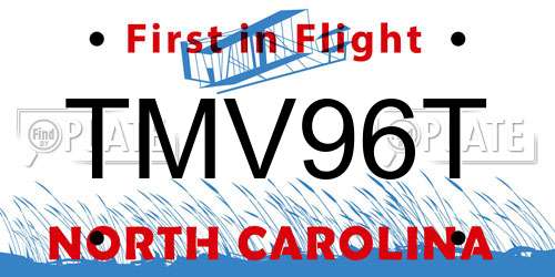 TMV96T North Carolina License Plate