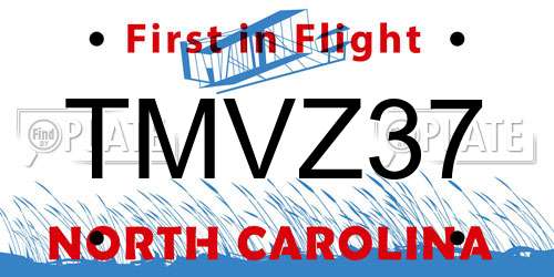TMVZ37 North Carolina License Plate