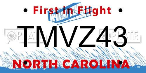 TMVZ43 North Carolina License Plate