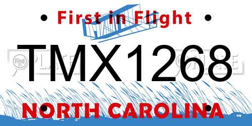 TMX1268 North Carolina License Plate