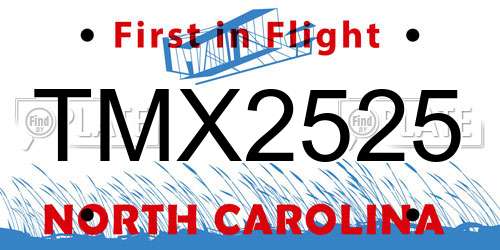 TMX2525 North Carolina License Plate