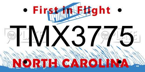 TMX3775 North Carolina License Plate