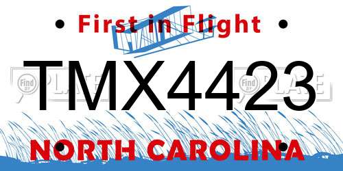 TMX4423 North Carolina License Plate
