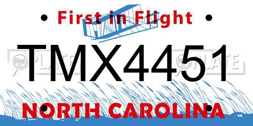 TMX4451 North Carolina License Plate