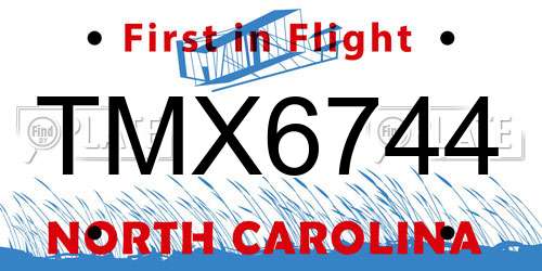 TMX6744 North Carolina License Plate