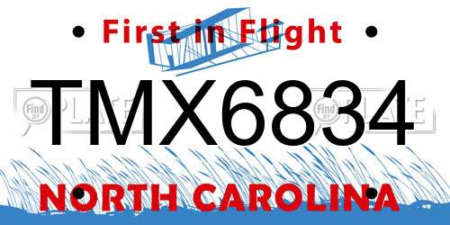 TMX6834 North Carolina License Plate