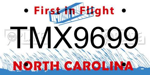 TMX9699 North Carolina License Plate
