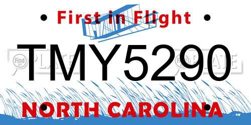TMY5290 North Carolina License Plate