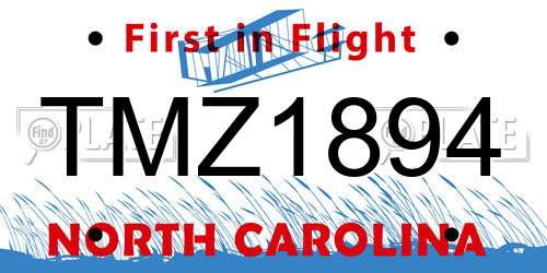 TMZ1894 North Carolina License Plate