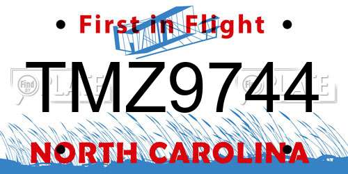 TMZ9744 North Carolina License Plate