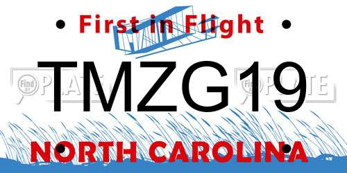 TMZG19 North Carolina License Plate