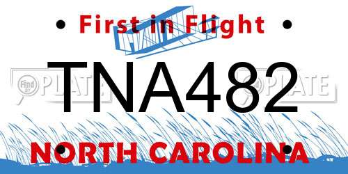 TNA482 North Carolina License Plate