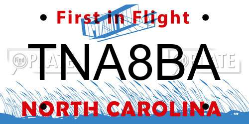 TNA8BA North Carolina License Plate