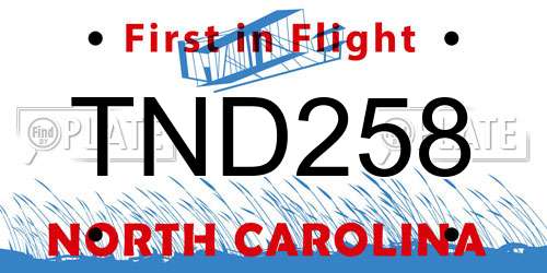 TND258 North Carolina License Plate
