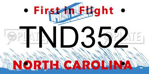 TND352 North Carolina License Plate