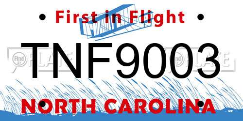TNF9003 North Carolina License Plate