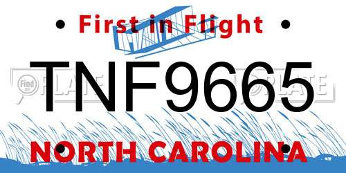 TNF9665 North Carolina License Plate