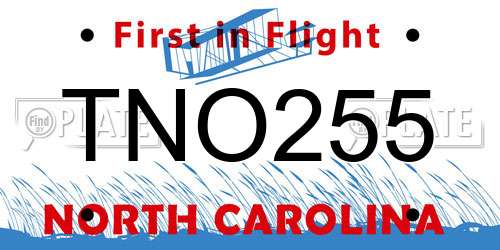 TNO255 North Carolina License Plate
