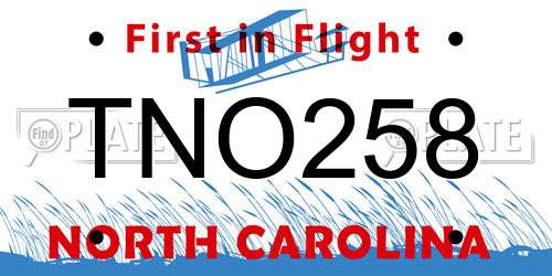 TNO258 North Carolina License Plate