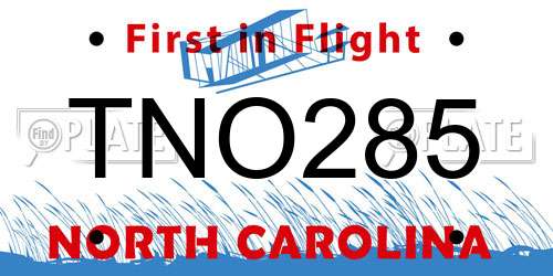 TNO285 North Carolina License Plate
