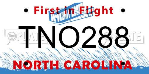 TNO288 North Carolina License Plate