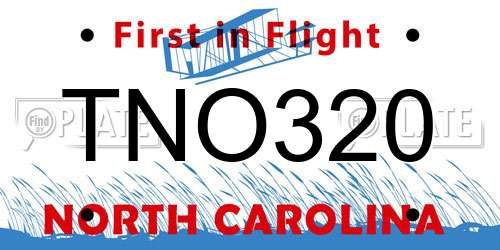 TNO320 North Carolina License Plate