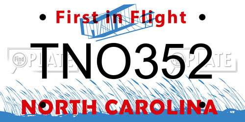 TNO352 North Carolina License Plate