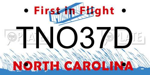 TNO37D North Carolina License Plate