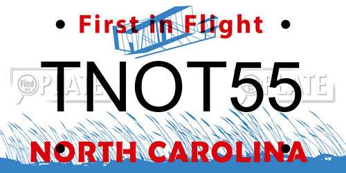 TNOT55 North Carolina License Plate